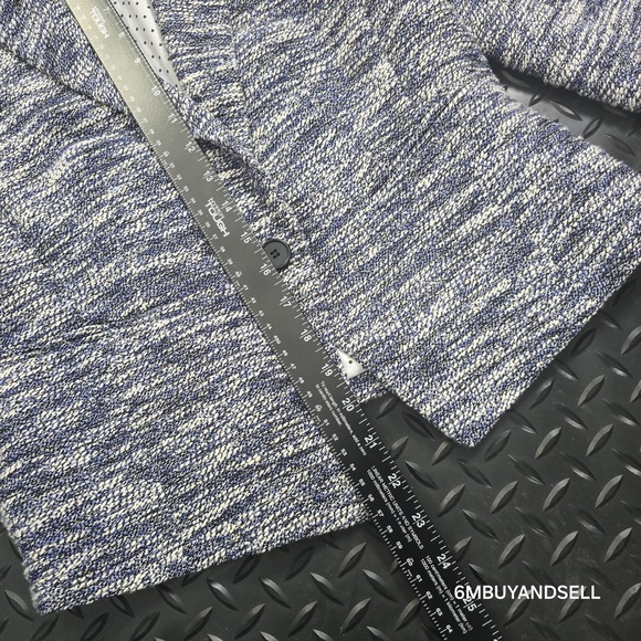 Ann Taylor Marled Blue and White Knit Blazer - Picture 4 of 9